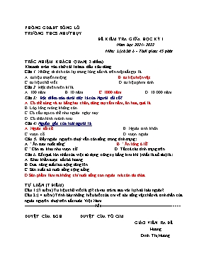 Đề kiểm tra giữa học kỳ I môn Lịch sử 6 - Năm học 2021-2022 (Có đáp án)